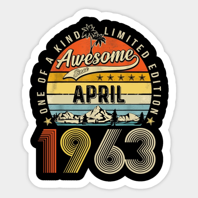 Awesome Since April 1963 Vintage 60th Birthday Sticker by Ripke Jesus